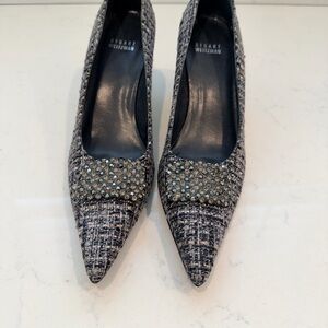 Stuart Weitzman Black and Gray Tweed Heels